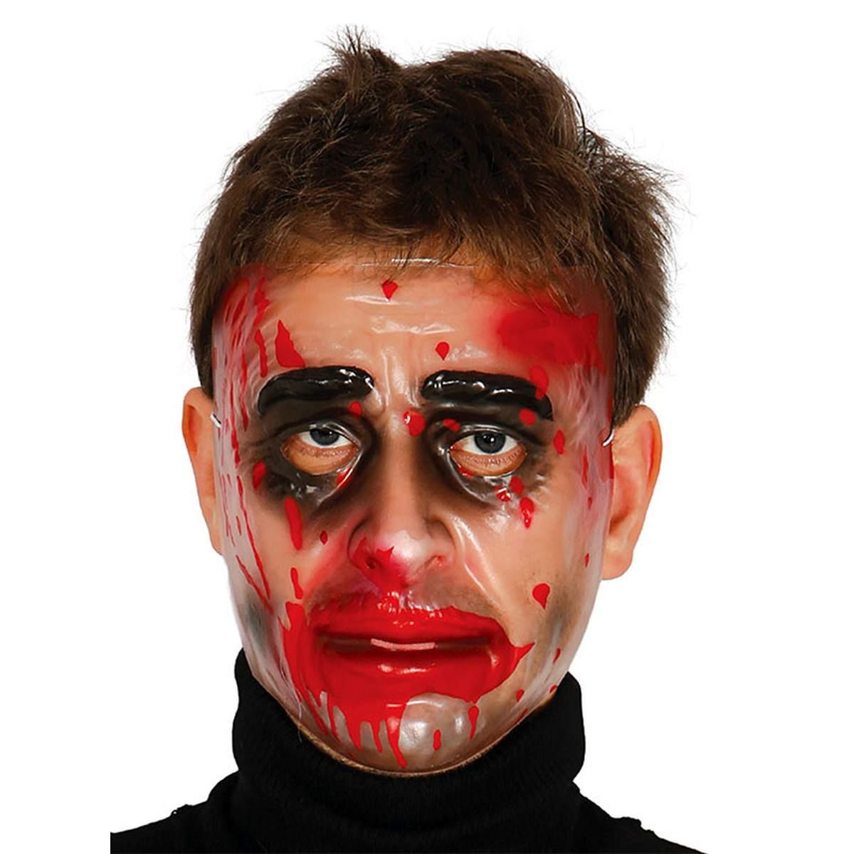 Maschera Viso PVC Horror Trasparente Insanguinata |Guirca