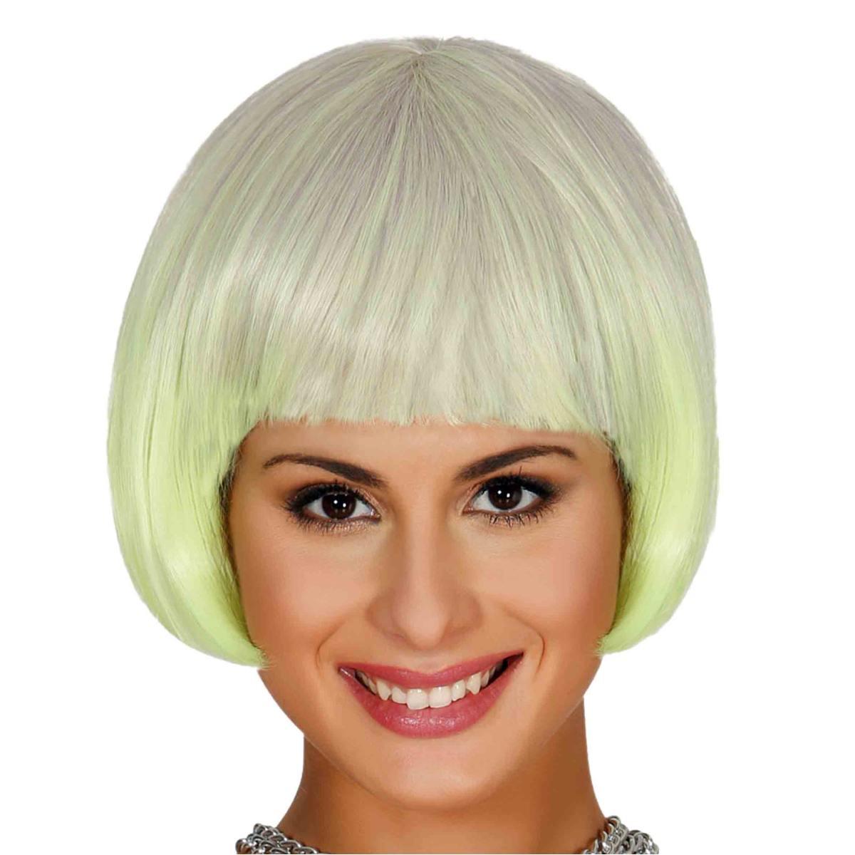 Parrucca Caschetto Gialla e Grigia Liscia con Frangia |Carnival Toys