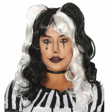 Parrucca Melena Nera e Bianca Mossa con Frangia |Guirca