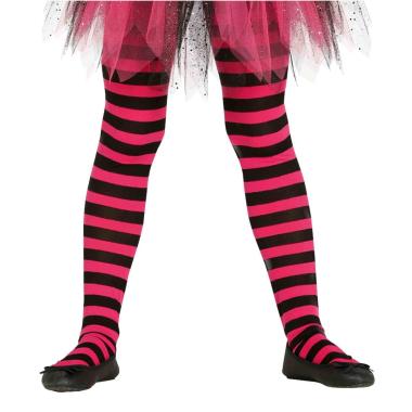 Collant Righe Nere Rosa Taglia Baby 5/9 Anni |Guirca