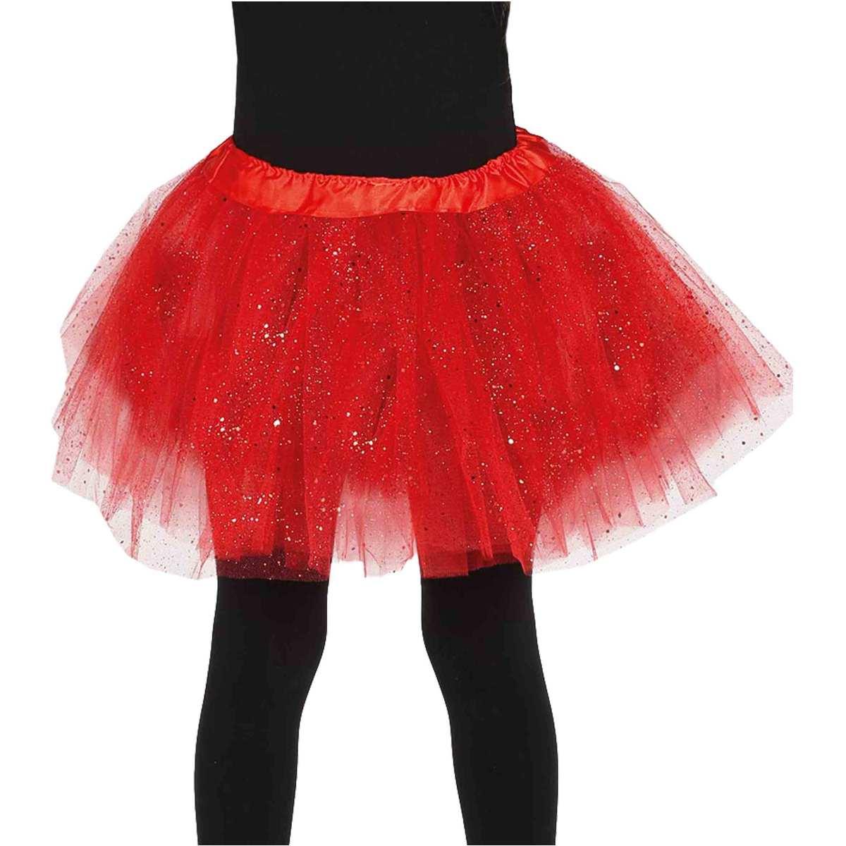 Gonna cm.30 Rossa Tulle con Brillantini |Guirca