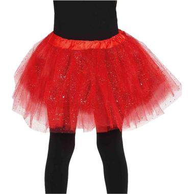 Gonna cm.30 Rossa Tulle con Brillantini |Guirca