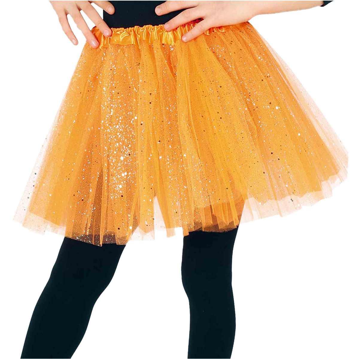 Gonna cm.30 Arancio Tulle con Brillant |Guirca