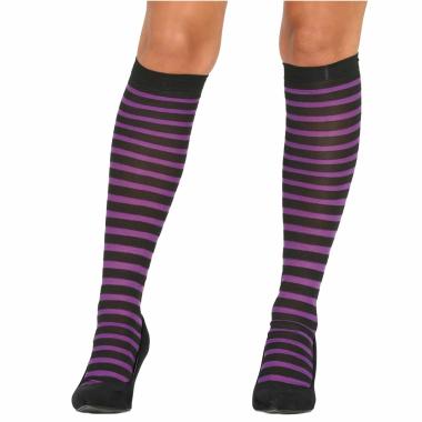 Collant Autoreggenti Righe Nere e Viola |Guirca