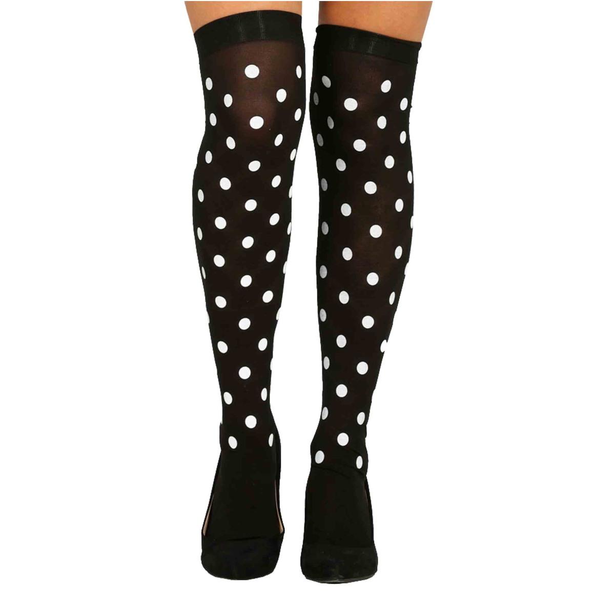 Collant Autoreggenti Nere a Pois Bianchi |Orlob