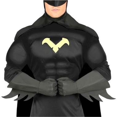 Guanti Super Eroe Medi Neri Tessuto con Manica Svasata cm.18 |Guirca