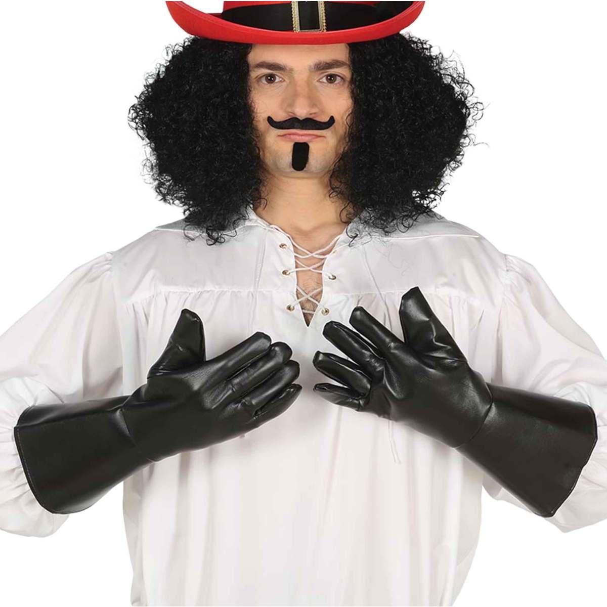 Guanti Corti Neri Similpelle con Manica Svasata cm.18 |Guirca