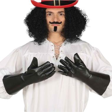 Guanti Corti Neri Similpelle con Manica Svasata cm.18 |Guirca