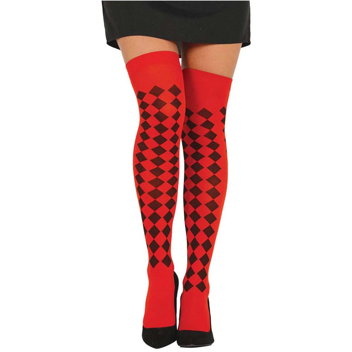 Collant Autoreggenti Scacchi Rosse Nere |Guirca