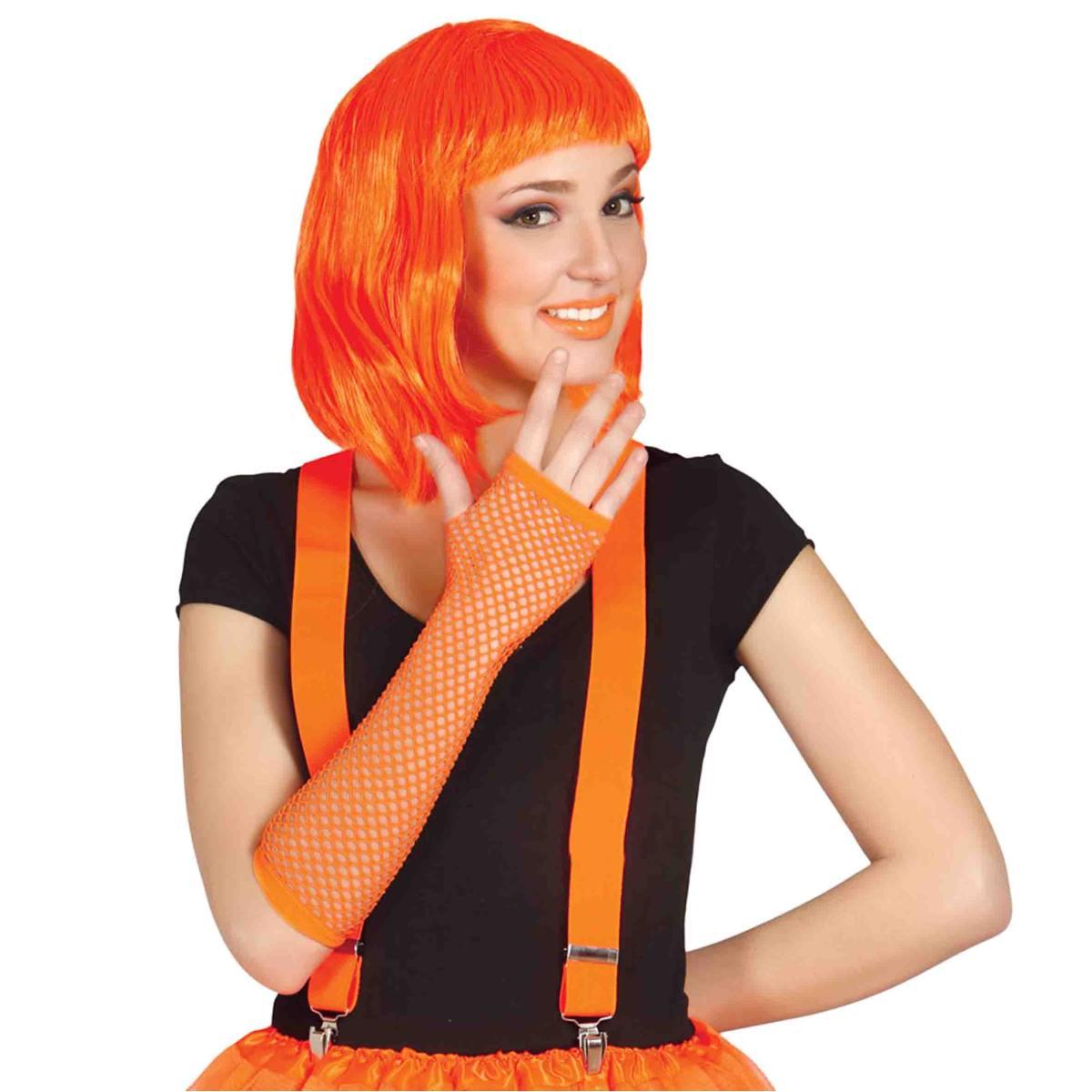 Guanti Medi Rete Arancione Fluo Senza Dita cm.25 |Guirca