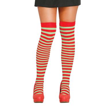 Collant Autoreggenti Righe Rosse e Verdi |Leg Avenue