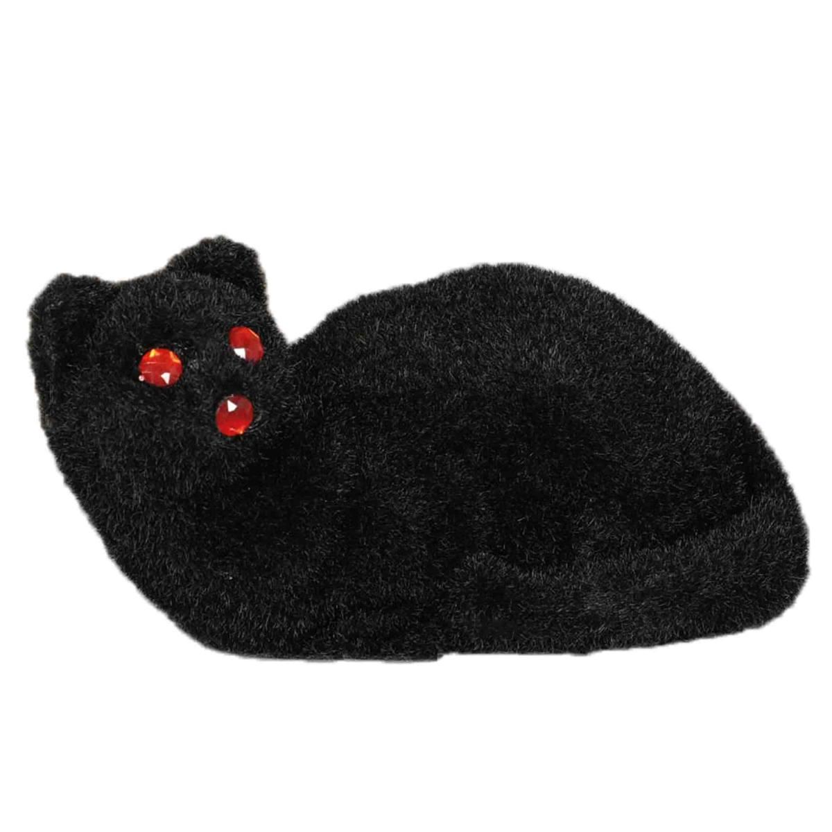 Gatto Nero Sdraiato con Occhi Rossi cm.23x12 |Guirca