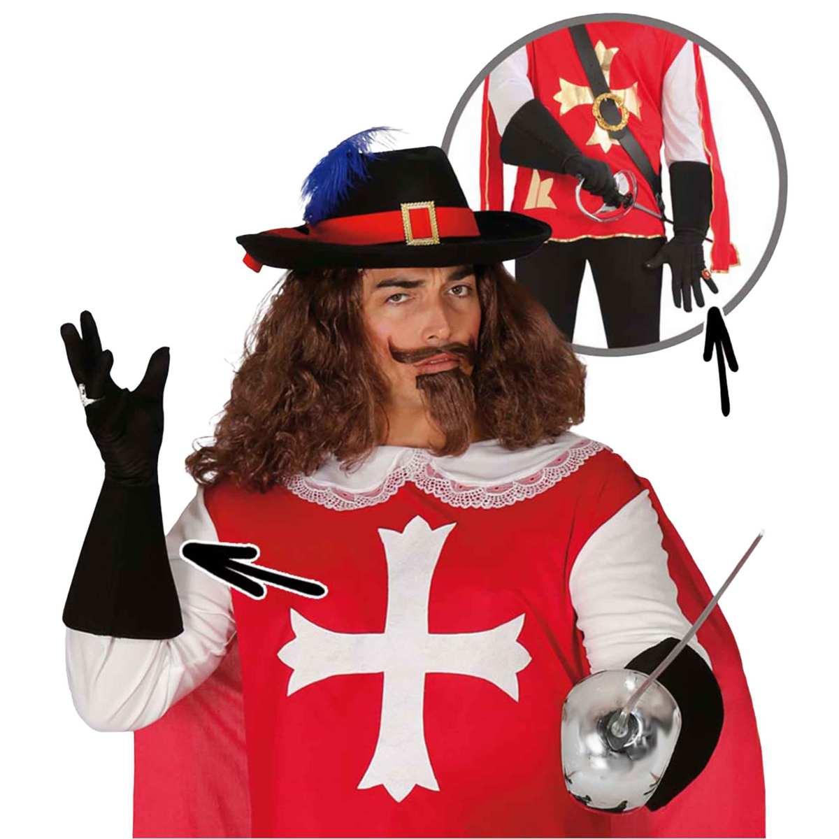 Guanti Corti Neri Tessuto con Manica Svasata cm.18 |Guirca