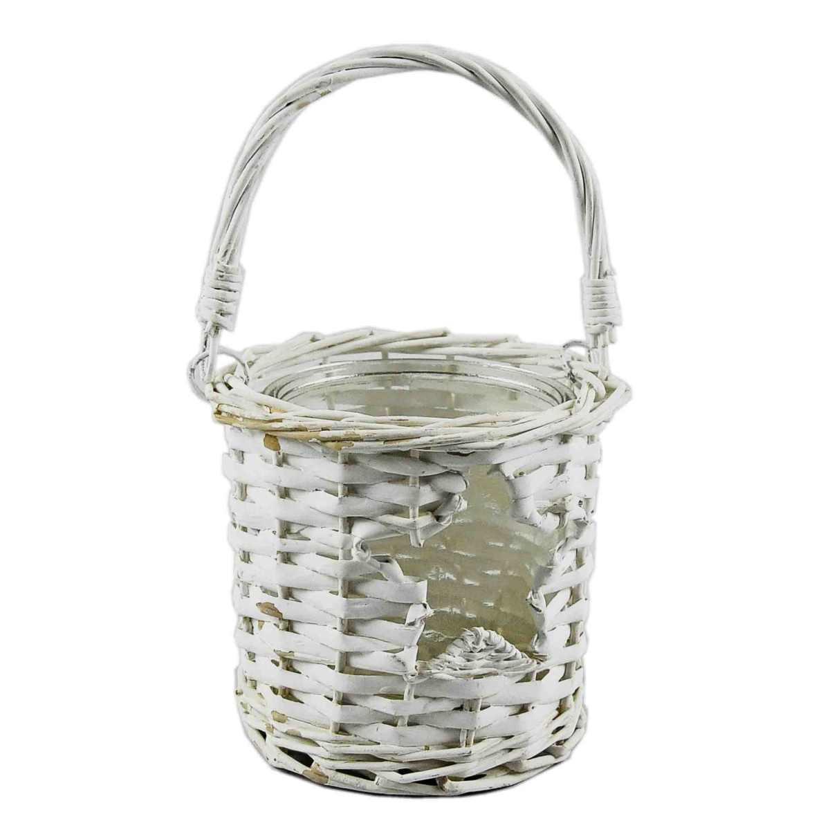 Portacandela Natale Vimini Bianco 16xh15 |M2 Store