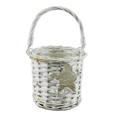 Portacandela Natale Vimini Bianco 16xh15 |M2 Store