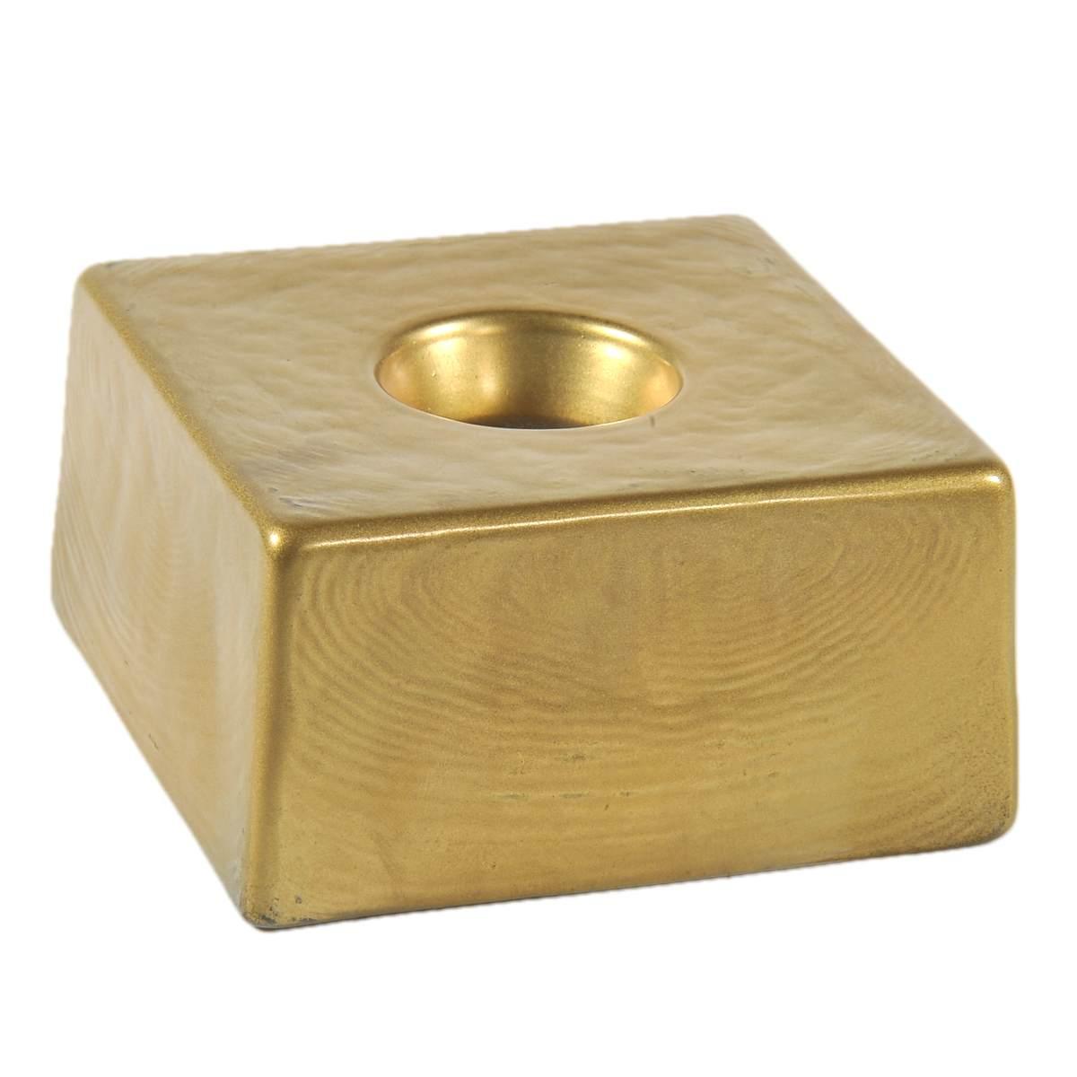 Portacandela Vetro Oro cm.7,8x7,8x2,8 |Chentchips