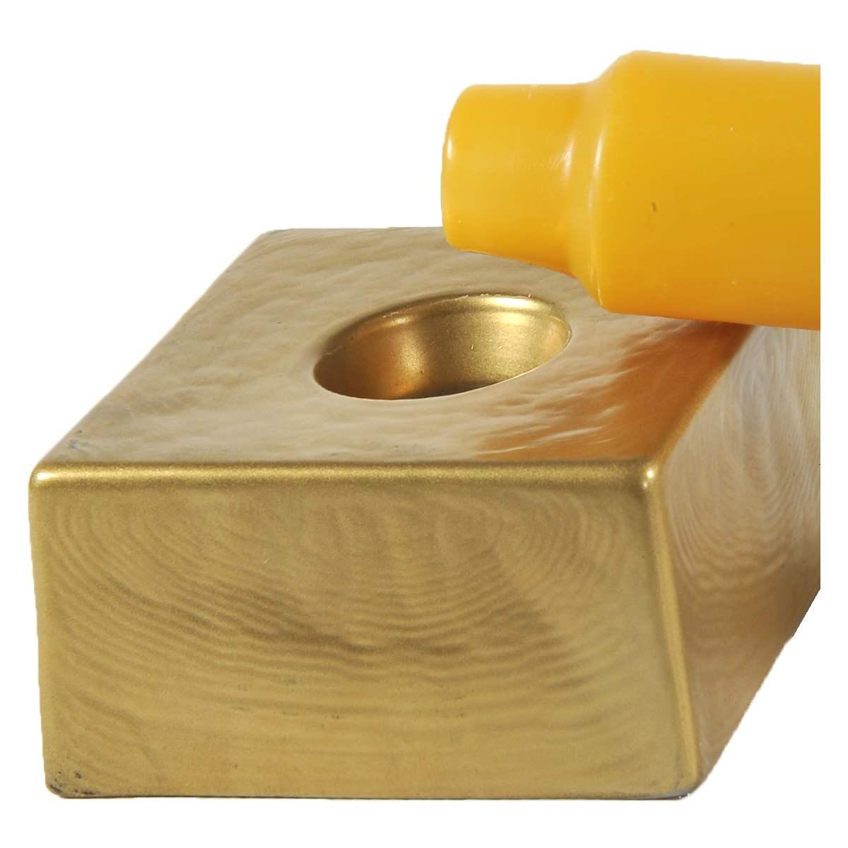 Portacandela Vetro Oro cm.7,8x7,8x2,8 |Chentchips