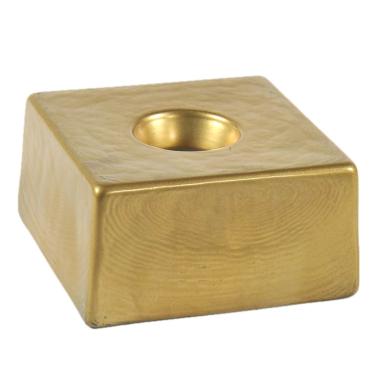 Portacandela Vetro Oro cm.7,8x7,8x2,8 |Chentchips