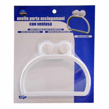 Porta Asciugamani PVC Bianco con 2 Ventose | Rilux