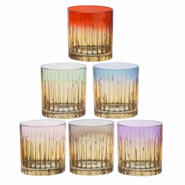 Bicchieri Vetro Set pz.6 Acqua Arlecchino Bicolore cl.9 | Cre.Art