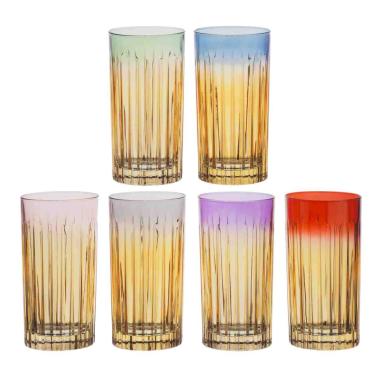 Bicchieri Vetro Set pz.6 Bibita Arelcchino Bicolore cl.15 | Cre.Art