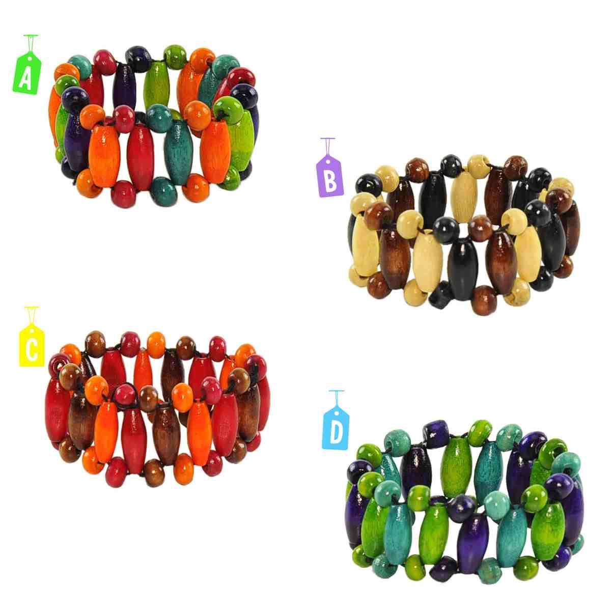 Bracciale Legno Fiori h3 4 Colori |Carnival Toys
