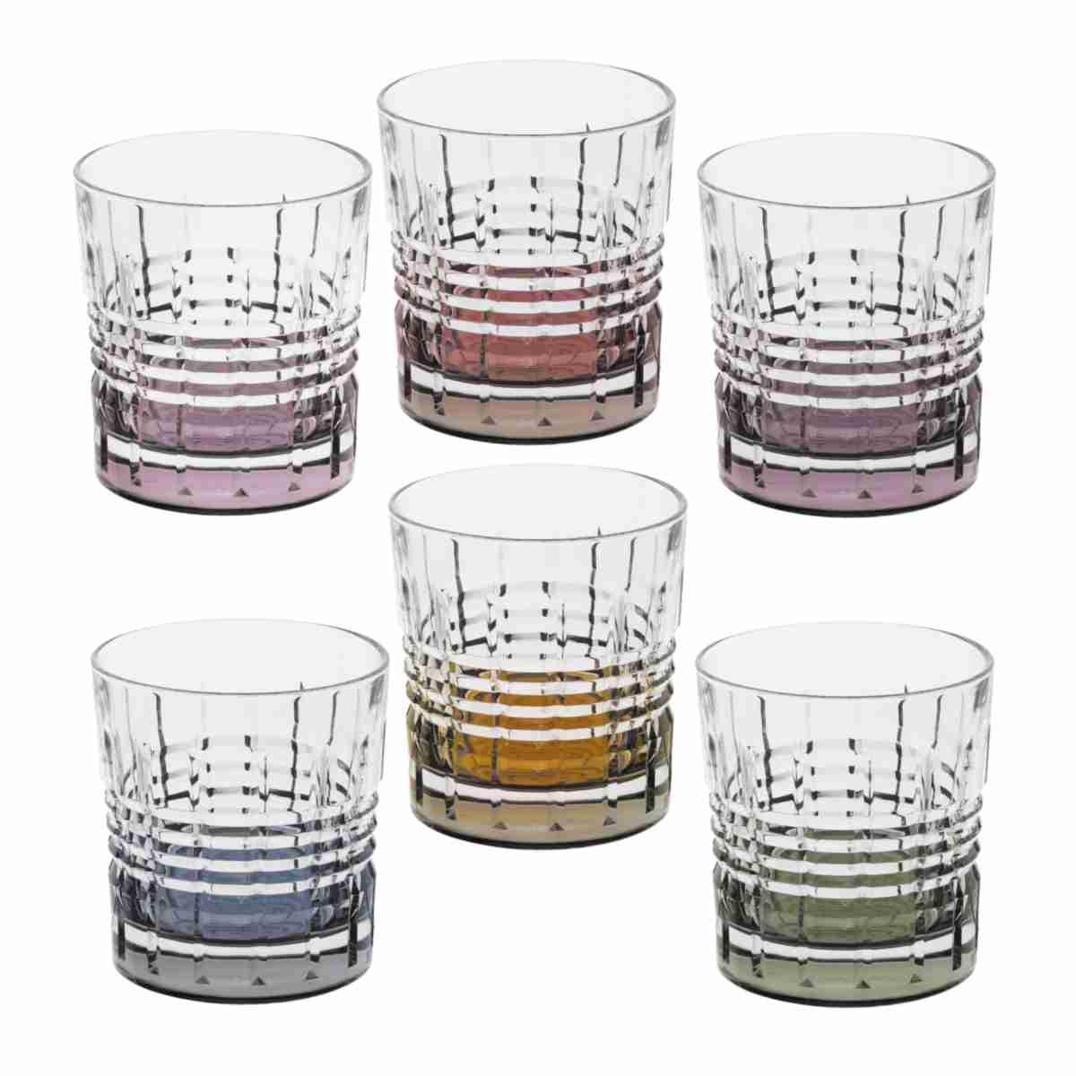 Bicchieri Vetro Set pz.6 Acqua Incontro Bicolore cl.9,5 | Cre.Art