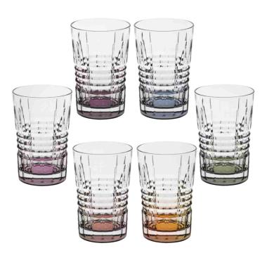 Bicchieri Vetro Set pz.6 Bibita Incontro Bicolore cl.12 | Cre.Art