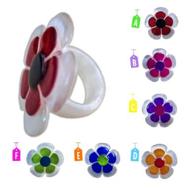 Anello Madreperla Fiore cm.3,5 6 Colori |Carnival Toys