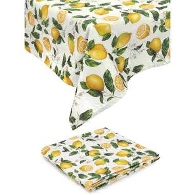 Tovaglia cm.140x240 Cotone Fade Jaffa con Limoni | Fade