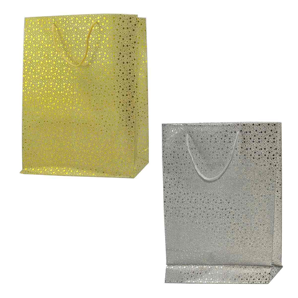 Busta Regalo Natale cm.41x33xh9,5 Glitter Stelline 2 Colori |M2 Store