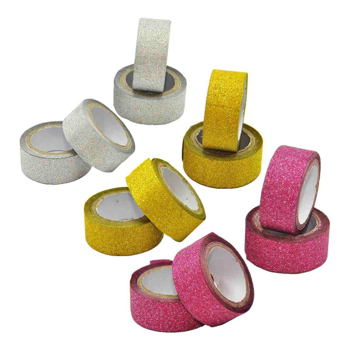 Nastro Adesivo Glitter cm.1,5x300 3 Colori pz.4 |M2 Store