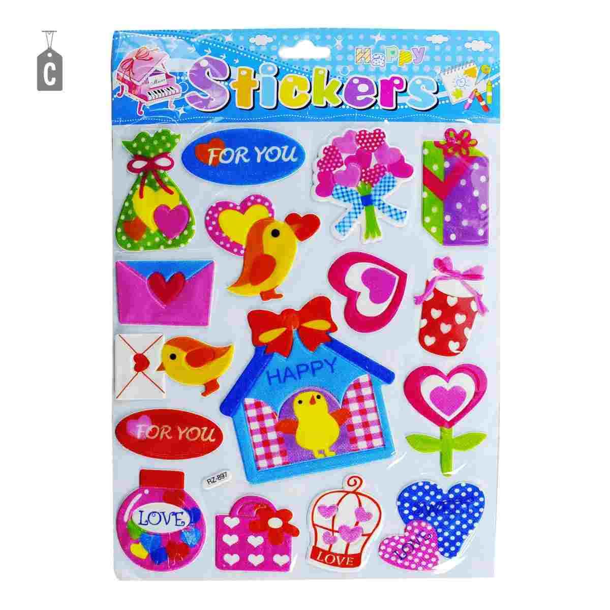 Stickers Happy 5 Modelli Assortiti cm.20x30 |M2 Store