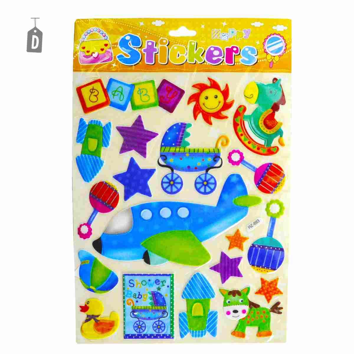 Stickers Happy 5 Modelli Assortiti cm.20x30 |M2 Store