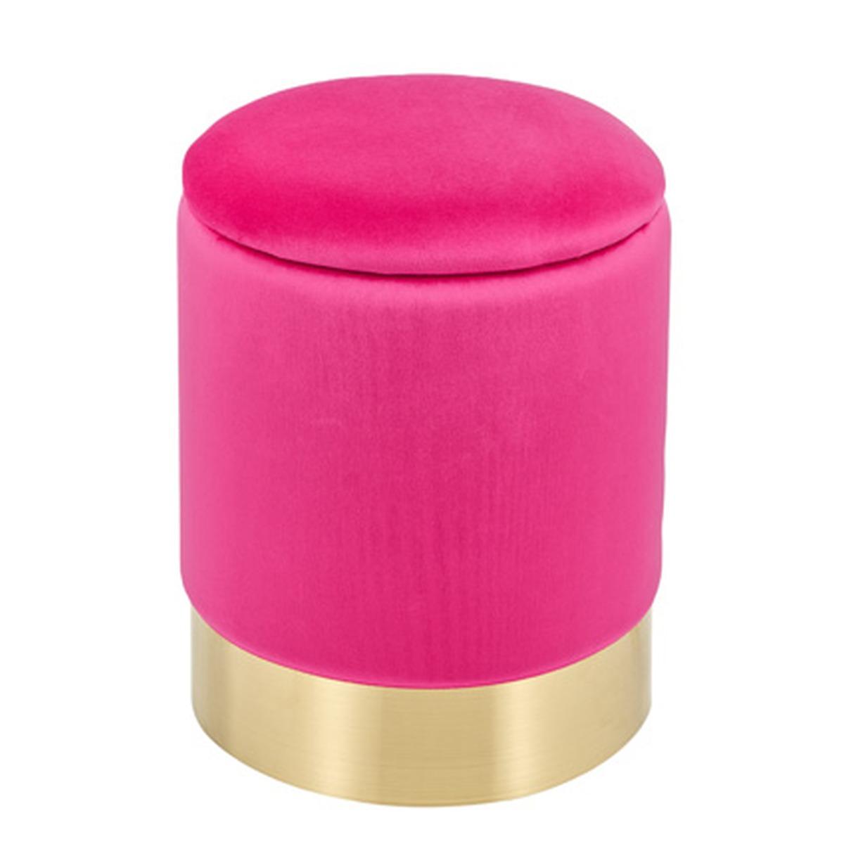 Pouf Velluto Tondo Fuxia Apribile cm.30x38 | Montemaggi