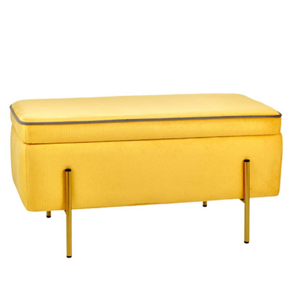 Pouf Velluto Rettangolare Giallo Apribile cm.80x40x41 | Montemaggi