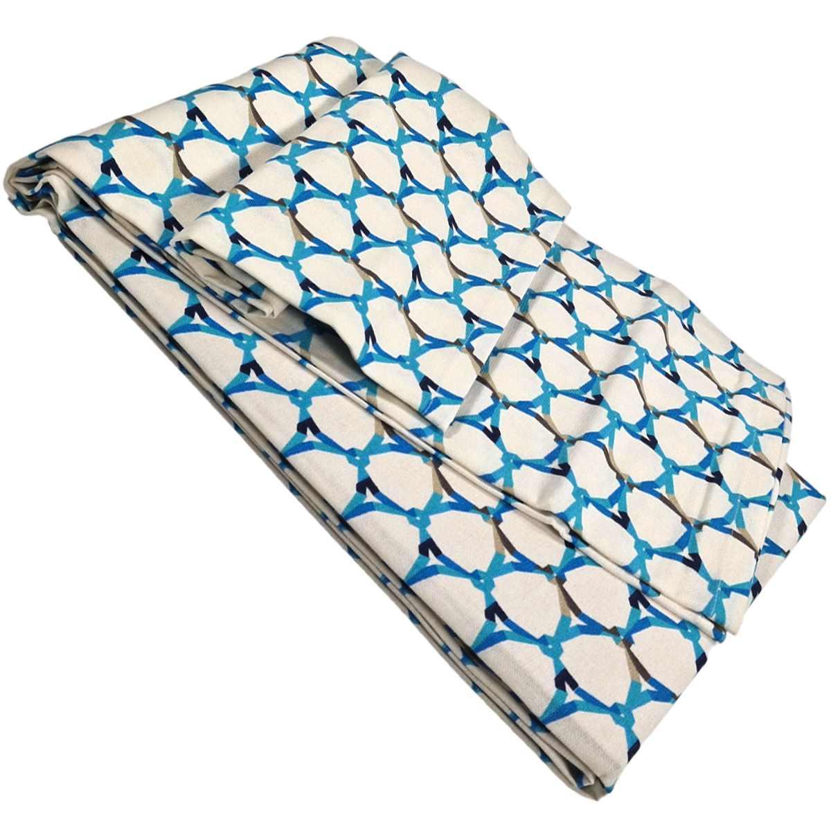 Tovaglia cm.160x300 Cotone Fantasia Rete Azzurra | Montemaggi