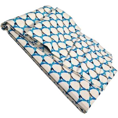 Tovaglia cm.160x300 Cotone Fantasia Rete Azzurra | Montemaggi