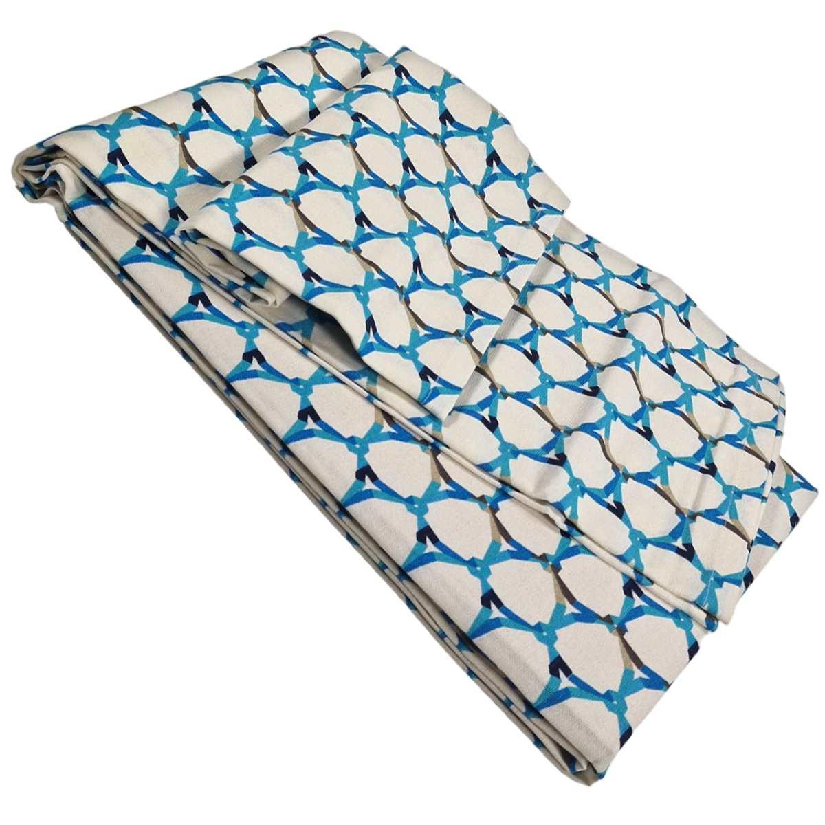 Tovaglia cm.140x240 Cotone Fantasia Rete Azzurra | Montemaggi