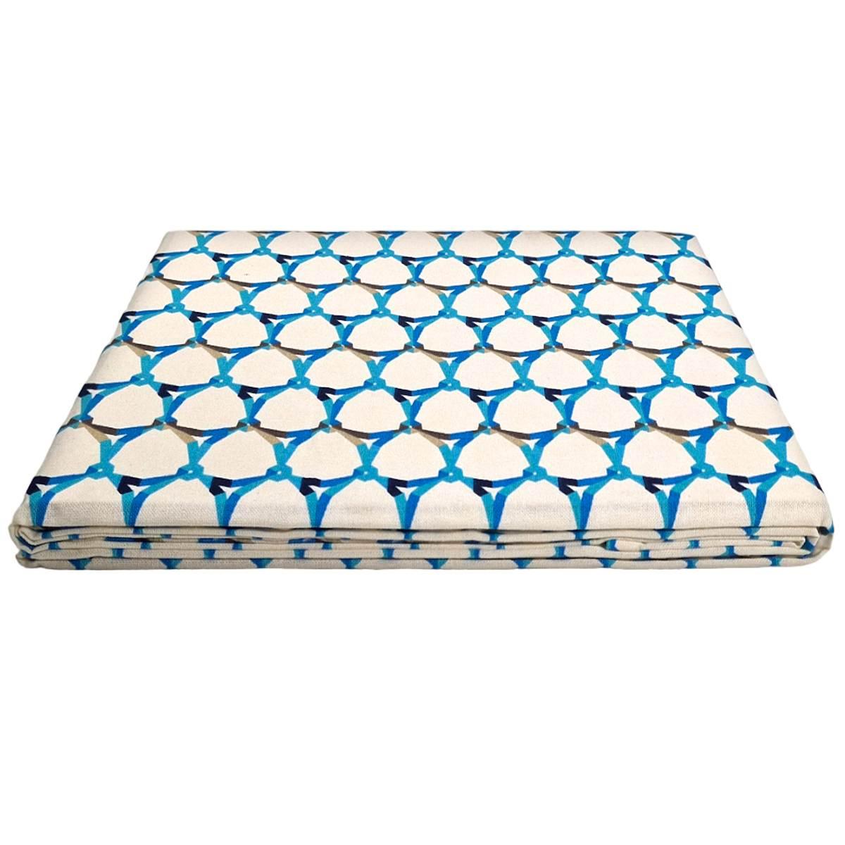 Tovaglia cm.140x240 Cotone Fantasia Rete Azzurra | Montemaggi