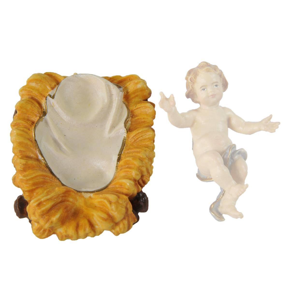 Statua cm.15 Scultura in Legno Culla Ges Bambino | Ulpe