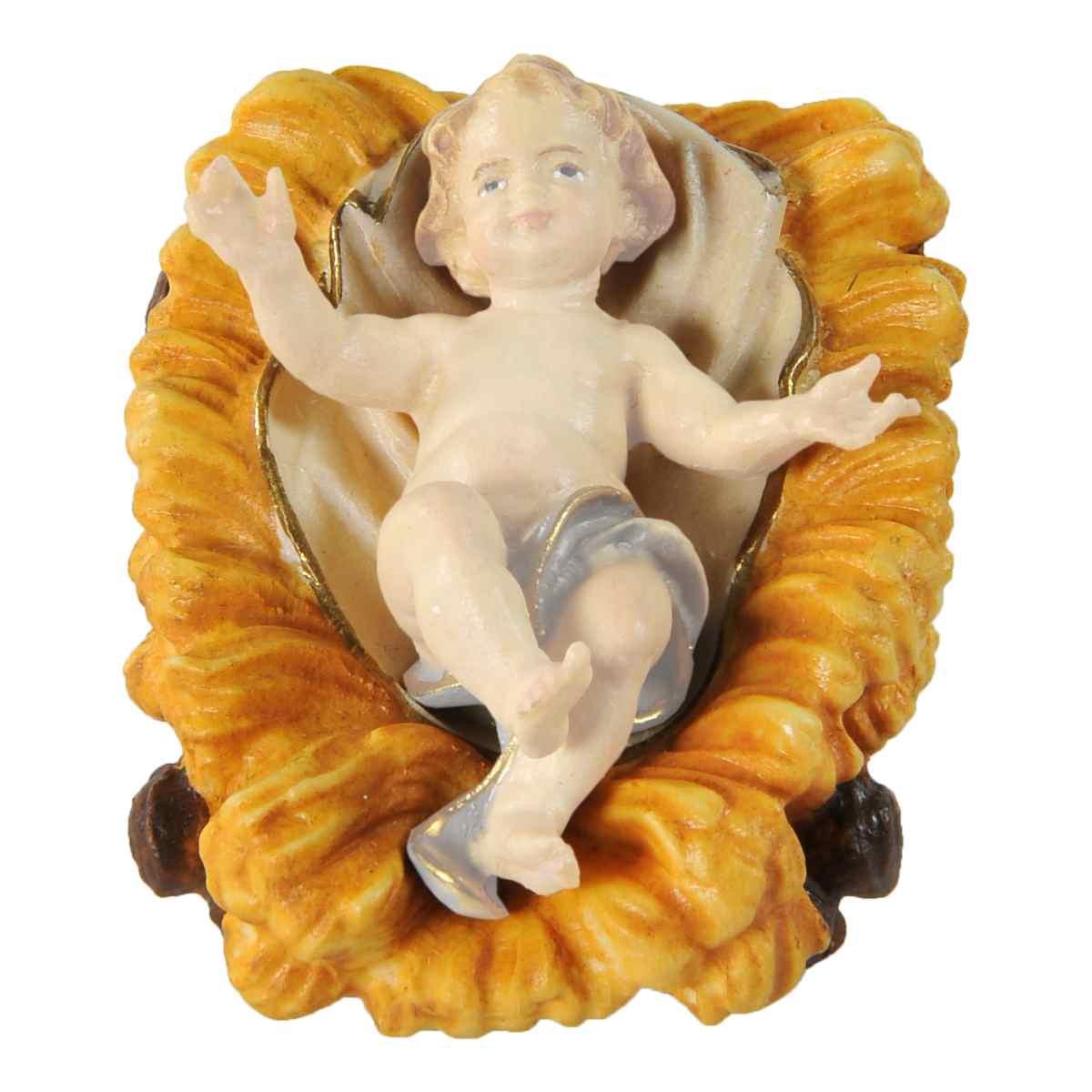 Statua cm.15 Scultura in Legno Culla Ges Bambino | Ulpe