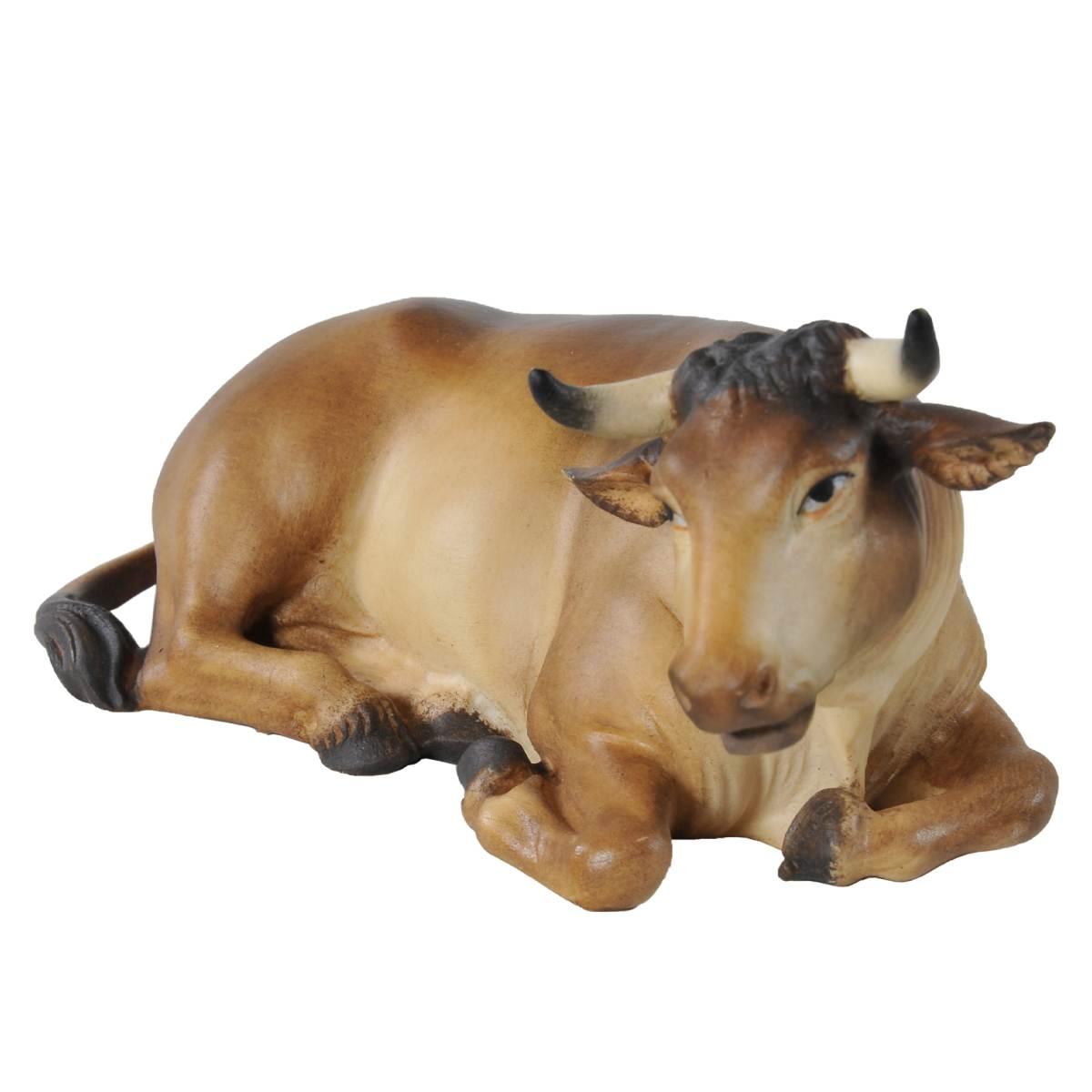 Statua cm.15 Scultura in Legno Bue Sdraiato | Ulpe