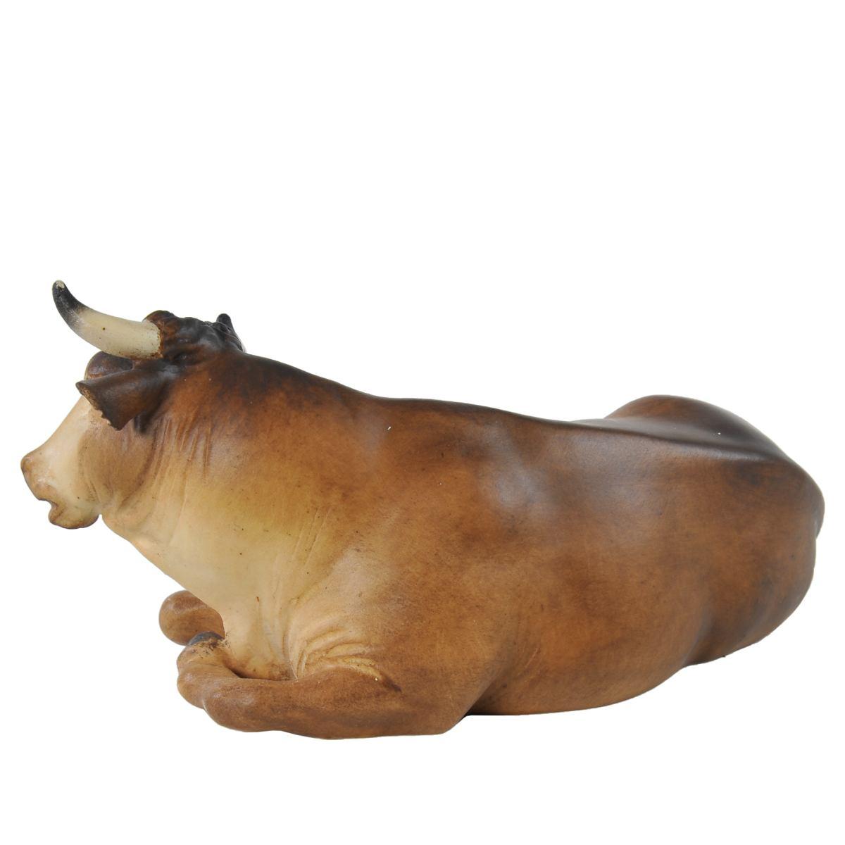 Statua cm.15 Scultura in Legno Bue Sdraiato | Ulpe