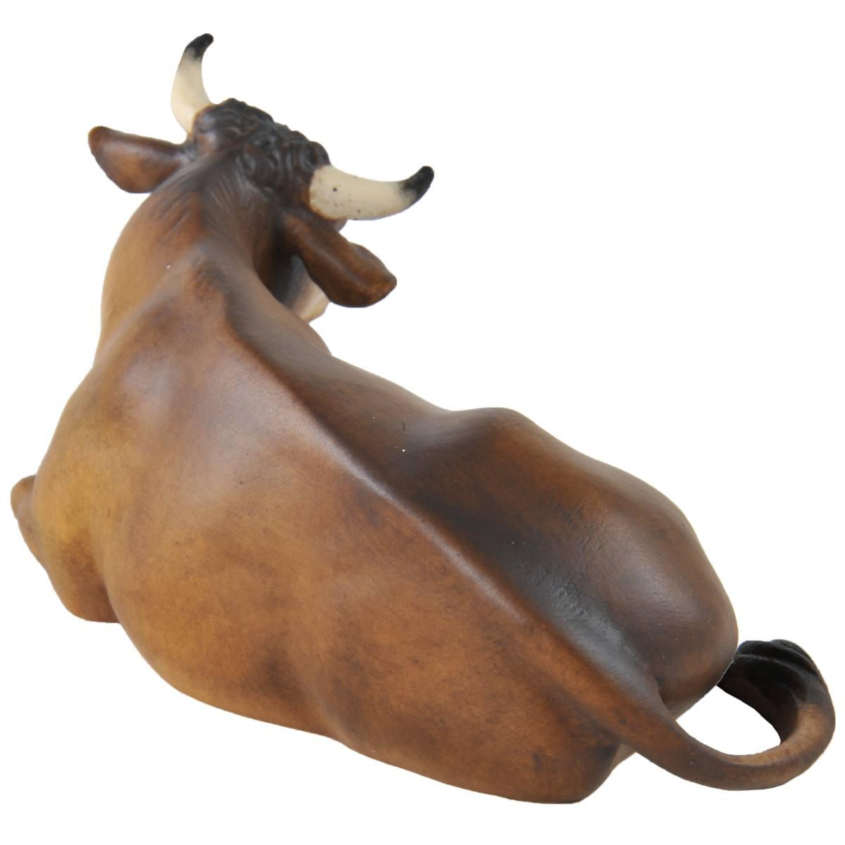 Statua cm.15 Scultura in Legno Bue Sdraiato | Ulpe