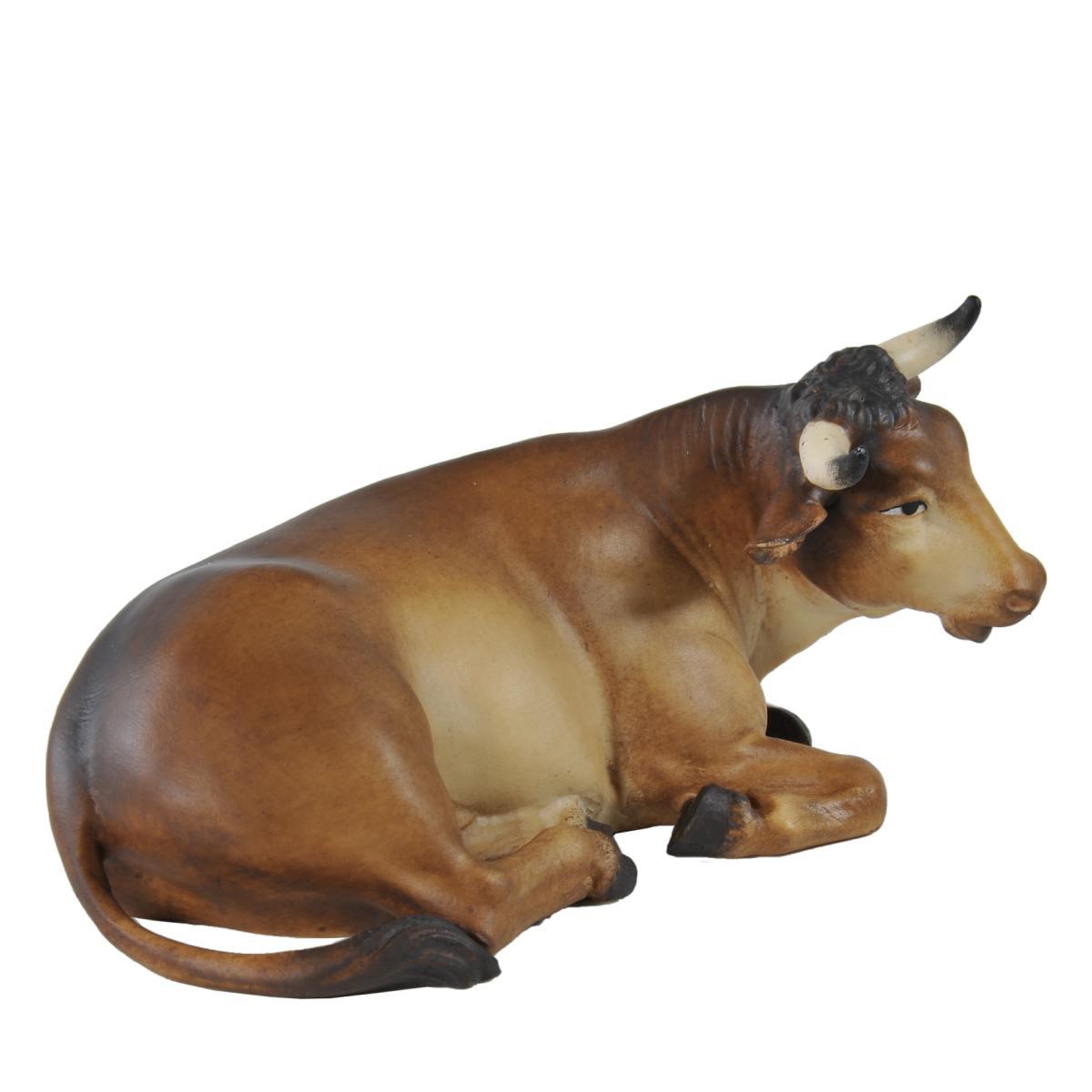 Statua cm.15 Scultura in Legno Bue Sdraiato | Ulpe