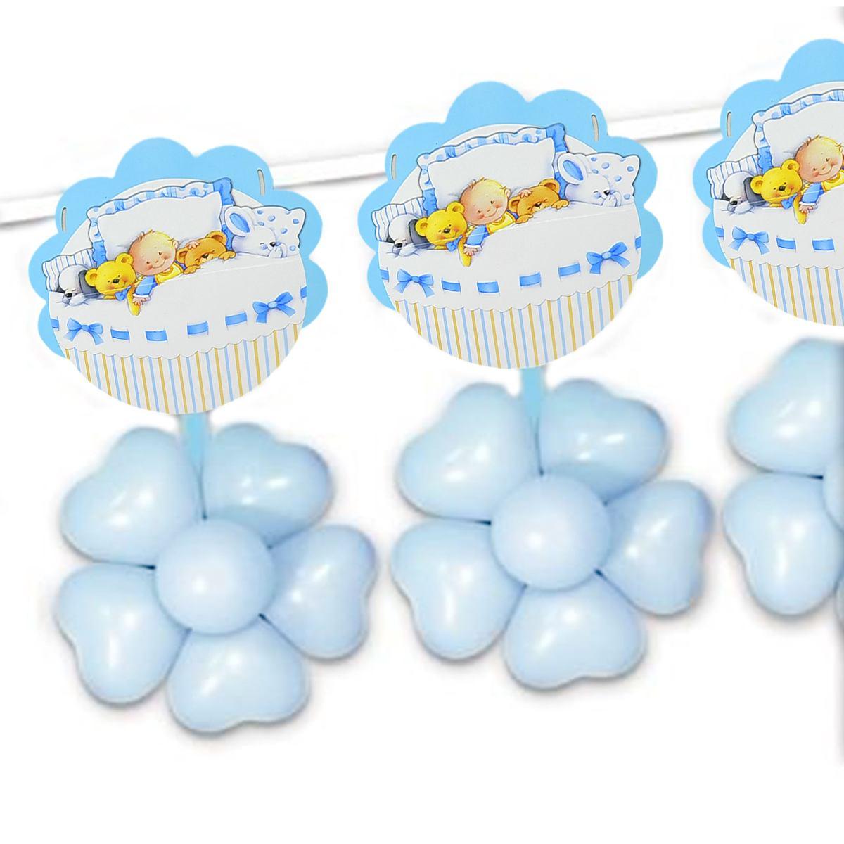 Festone Party Nascita Azzurro con Palloncini mt.2,30 |M2 Store