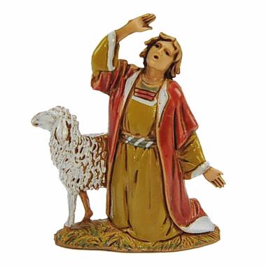 Statua cm.6,5 Meravigliato con Pecora | Moranduzzo