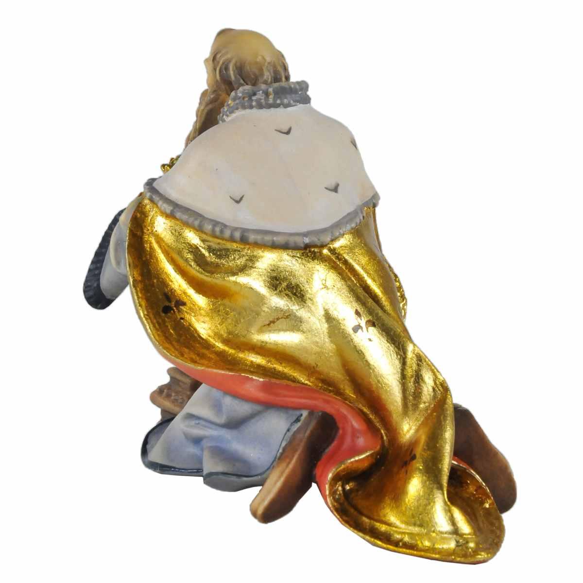 Statua cm.15 Scultura in Legno Re Magio Melchiorre in Ginocchio | Ulpe