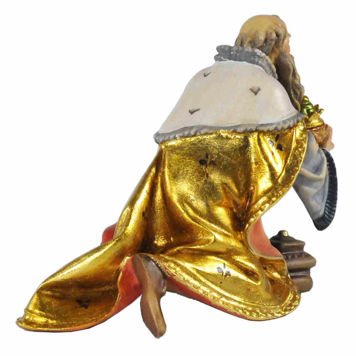 Statua cm.15 Scultura in Legno Re Magio Melchiorre in Ginocchio | Ulpe